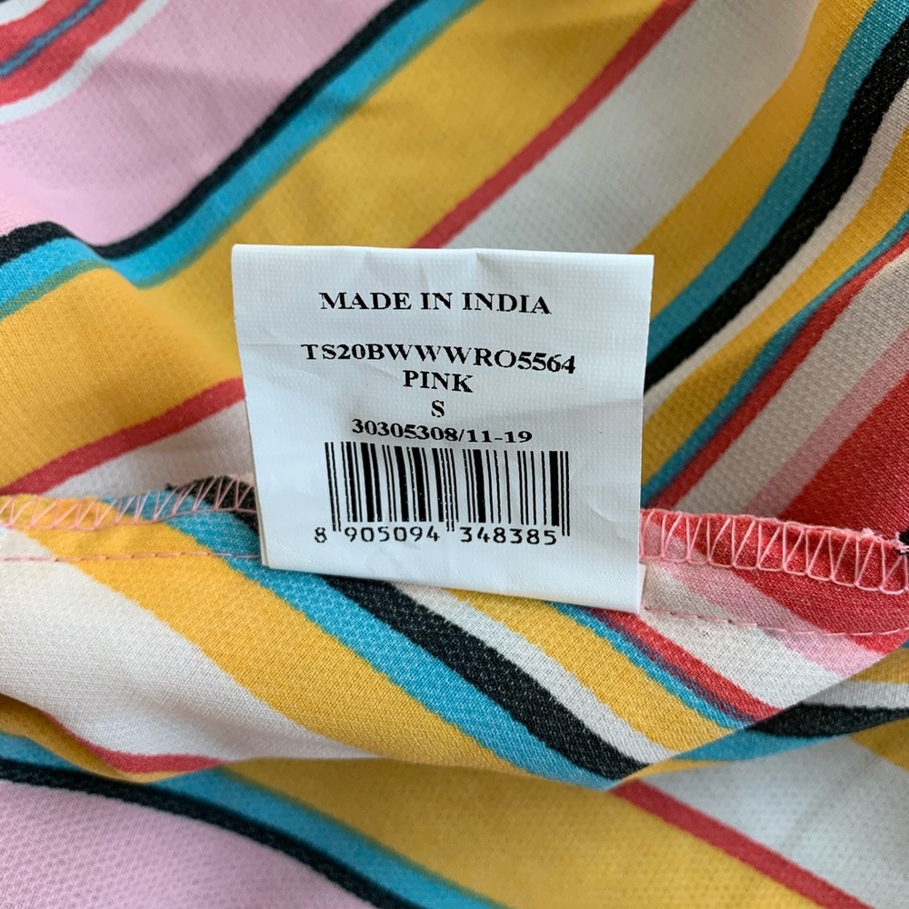 NWOT Bright Striped Pink and Yellow Blouse - Picture 7 of 7